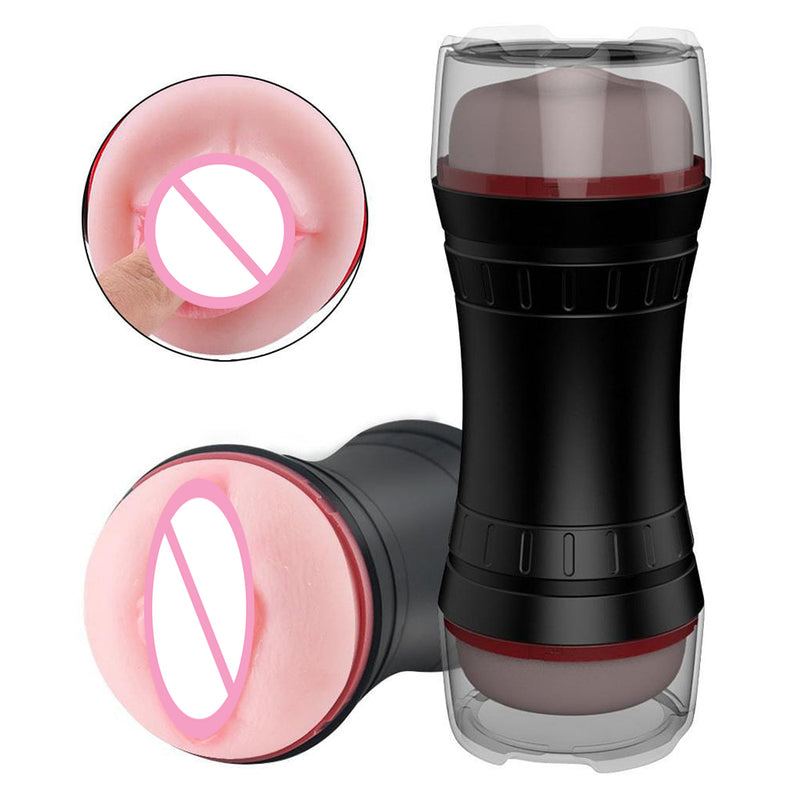 Oral Sex & 3D Textured Vagina Double-end Soft Men Masturbation Stroker