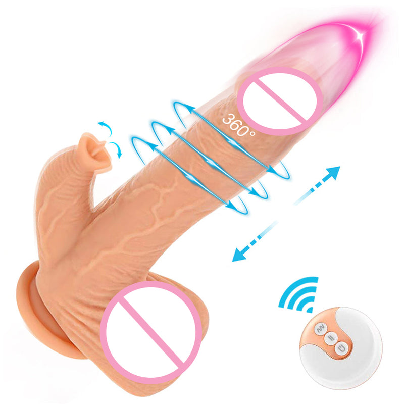 9.8 Inch Liquid Silicone Realistic Licking Thrusting Rotating Dildo