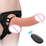 8.9 Inch Vibrating Wearable Strap-On Realistic Dildo Remote Control