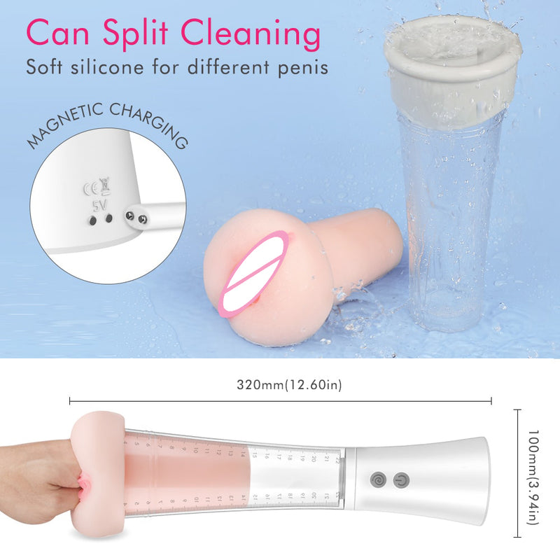 2 IN 1 Detachable Male Masturbation Cup Automatic 9-Suction Enlarger