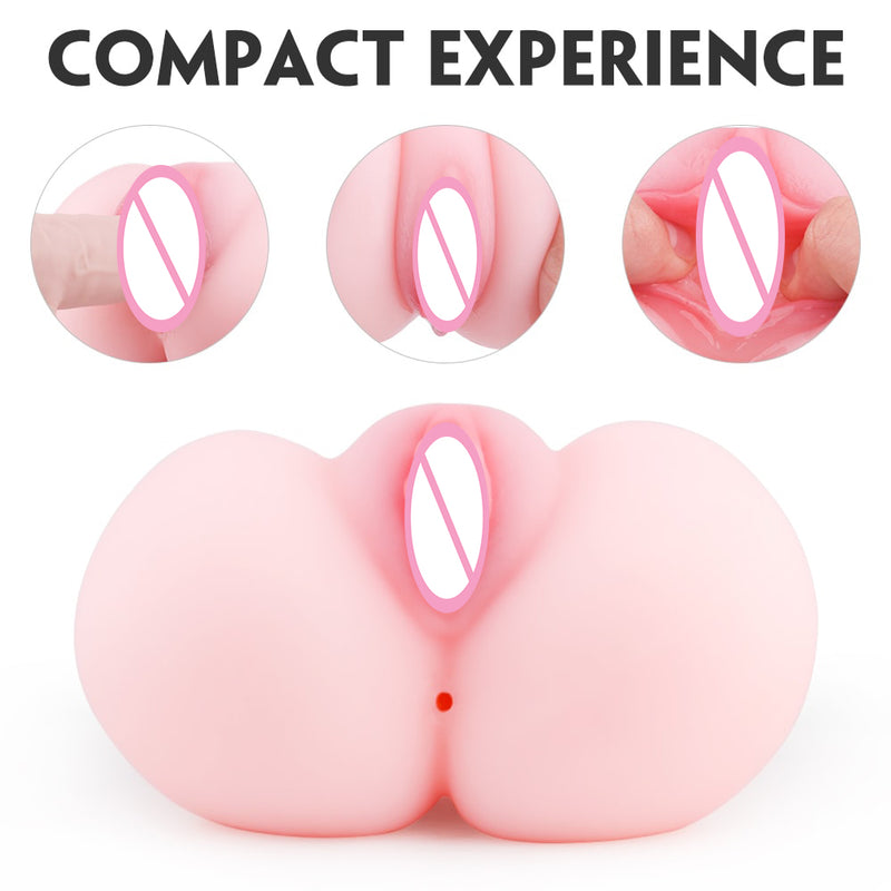 Pussy Ass Male Masturbator with Realistic Labia Vagina & Anal Stroker