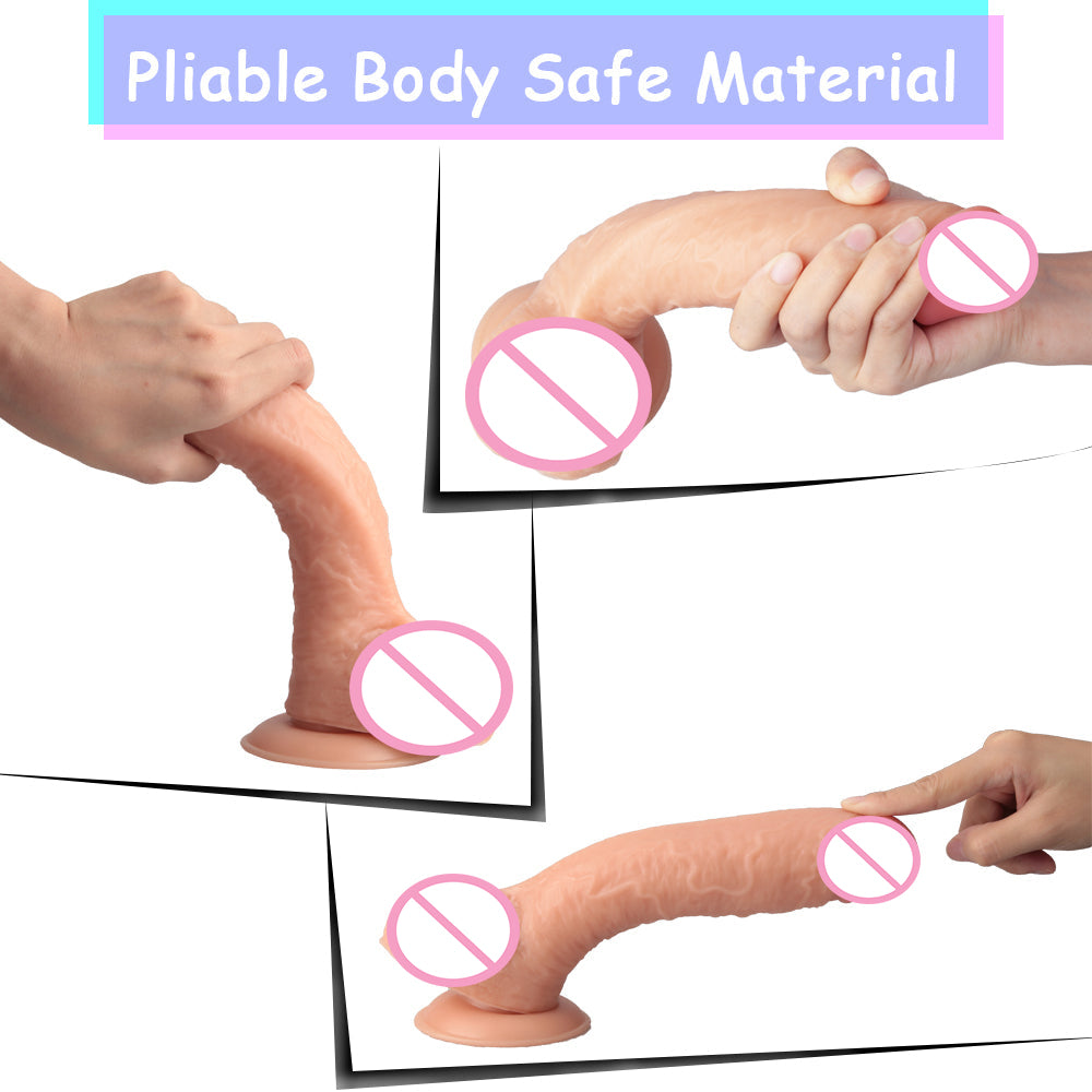 10.6 Inch Curved Huge Realistic G-Spot Dildo Vaginal Anal Play