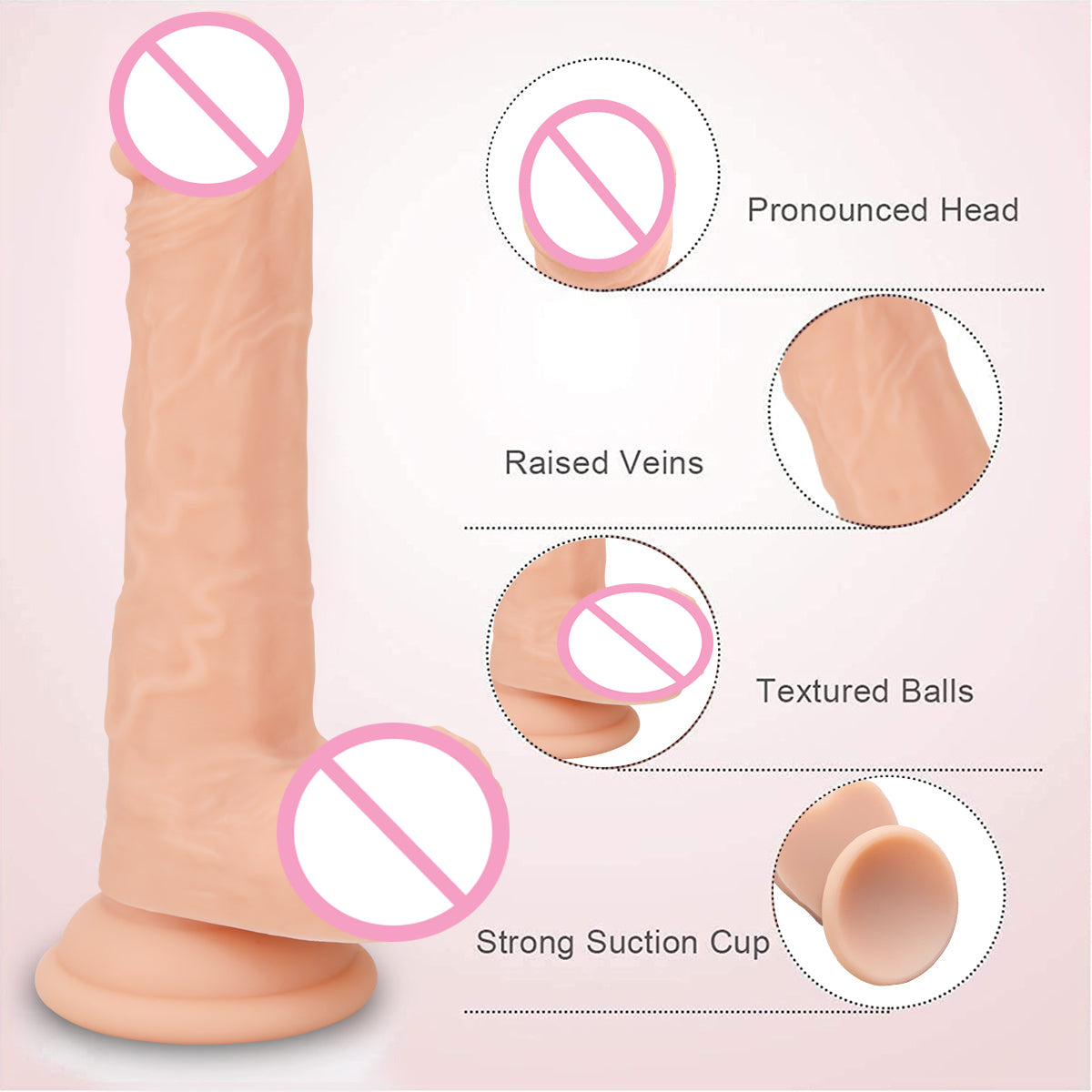 6.7 Inch Soft Realistic Suction Cup Dildo for Beginners Throat Trainer