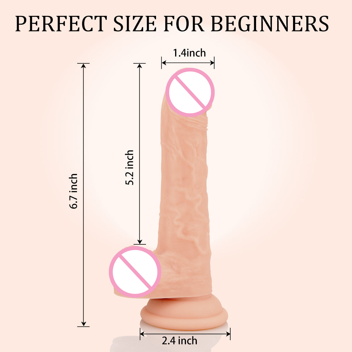 6.7 Inch Soft Realistic Suction Cup Dildo for Beginners Throat Trainer