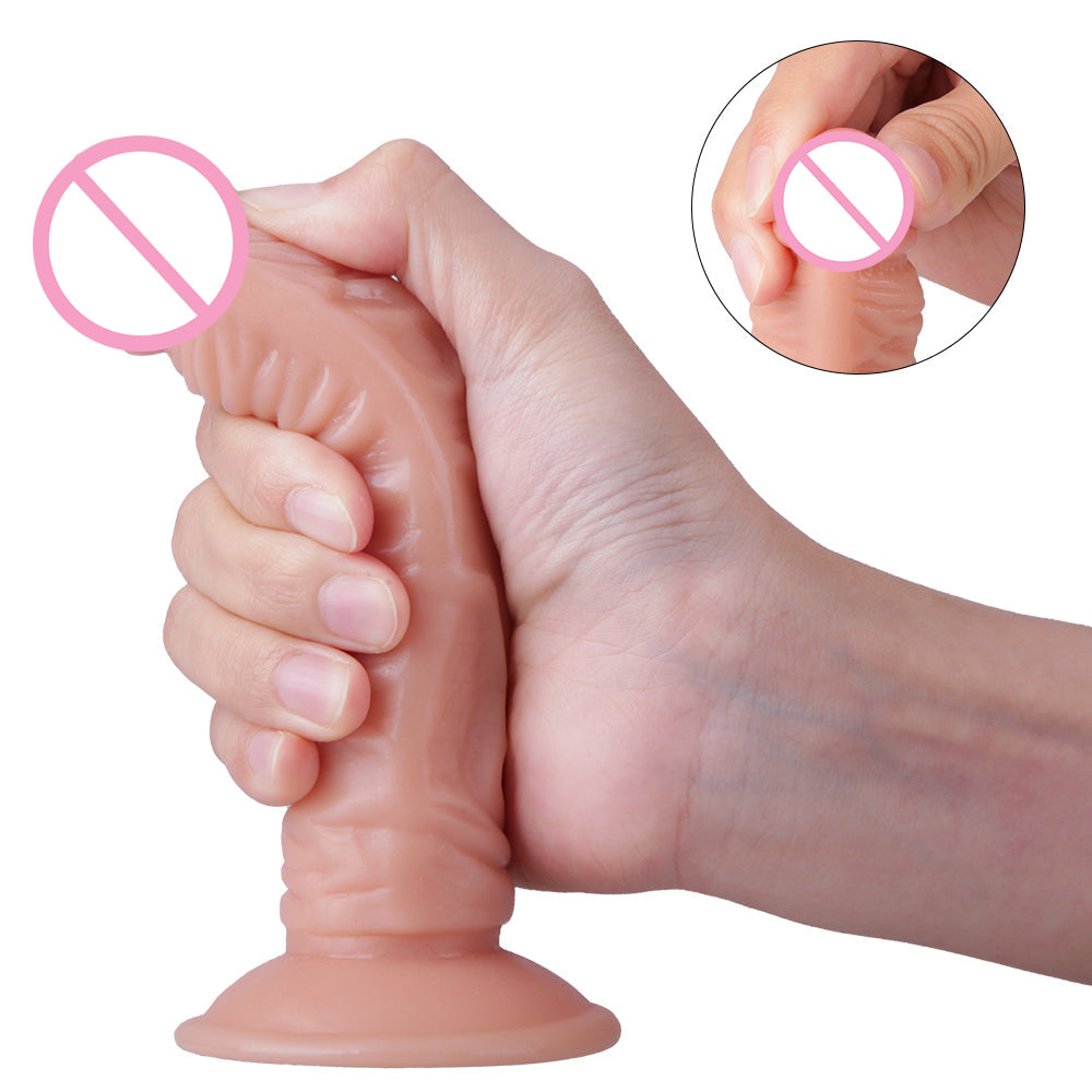 6.1 Inch Realistic Veined Dildo Without Scrotum For Anal Beginners