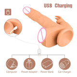 9.5 Inch Realistic Vibrating Rabbit Clit Thrusting Dildo 5*3*5 Modes