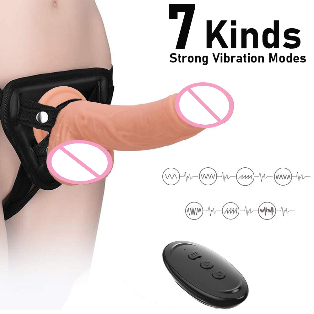 8.9 Inch Vibrating Wearable Strap-On Realistic Dildo Remote Control
