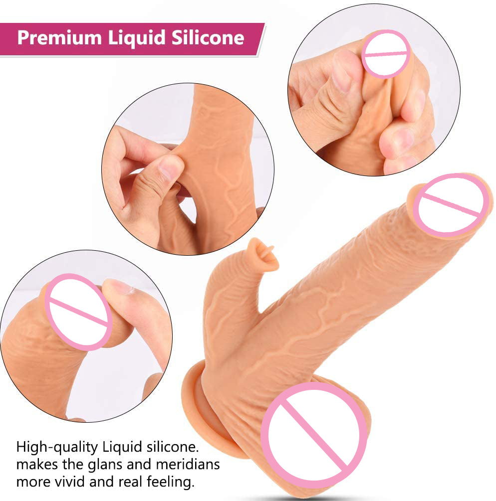 9.8 Inch Liquid Silicone Realistic Licking Thrusting Rotating Dildo