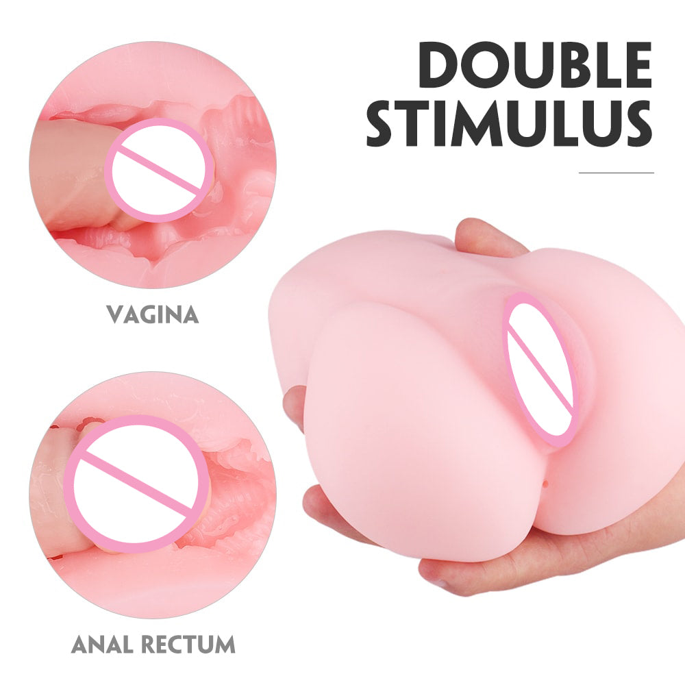 Pussy Ass Male Masturbator with Realistic Labia Vagina & Anal Stroker