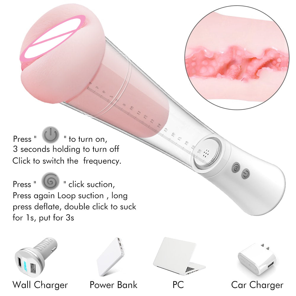 2 IN 1 Detachable Male Masturbation Cup Automatic 9-Suction Enlarger