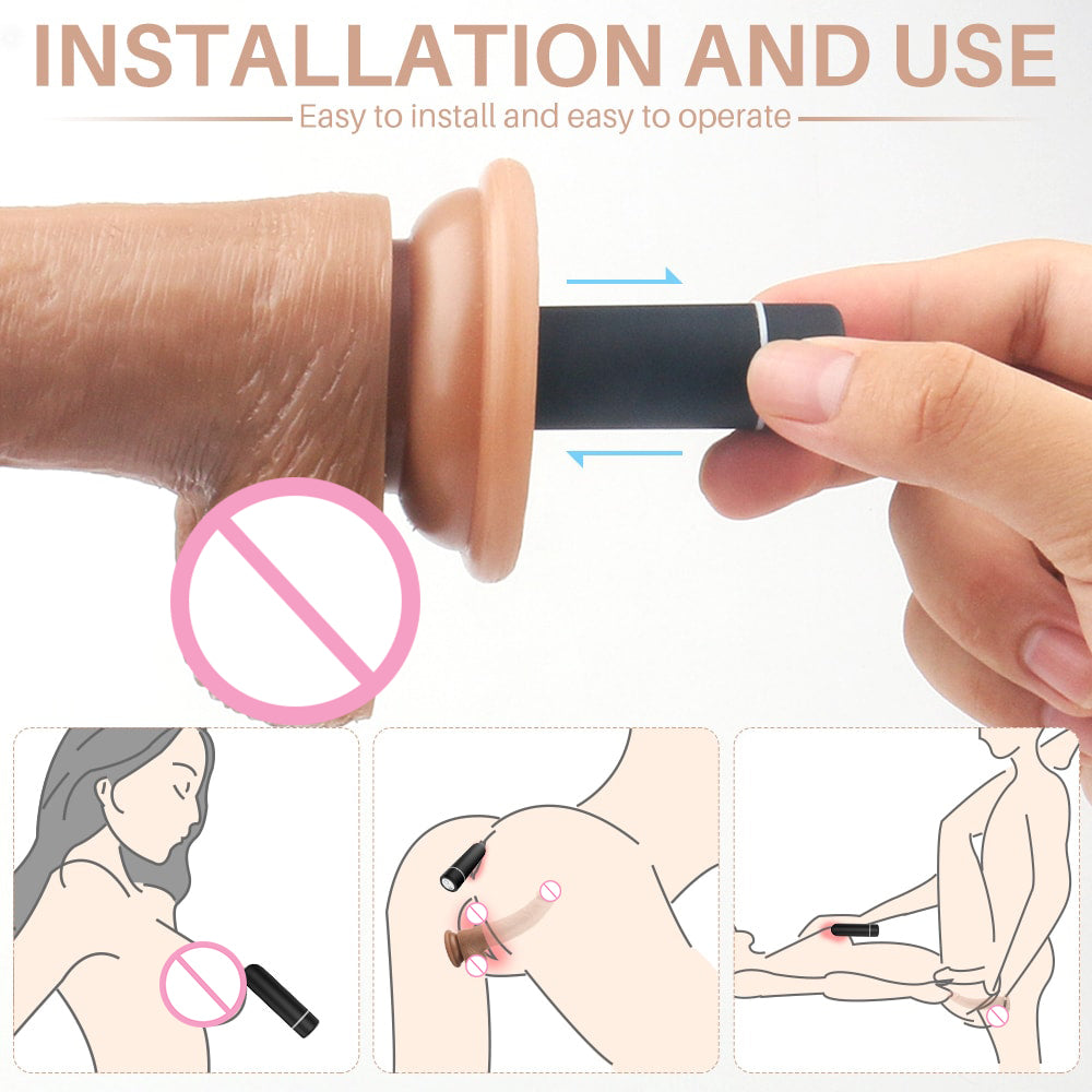 Remote Control 7.84 Inch Realistic Vibrating Dildo With Bullet 9 Modes