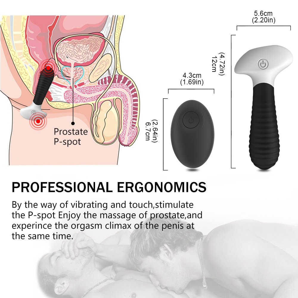 Soft Anal Prostate Vibrator Bendable 9-Intensity Spiral Pattern Unisex