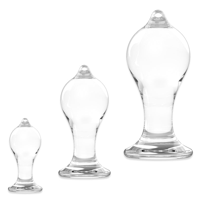 3 Sizes Transparent Crystal Round Tip Anal Plugs Kit Massage Bum Plug