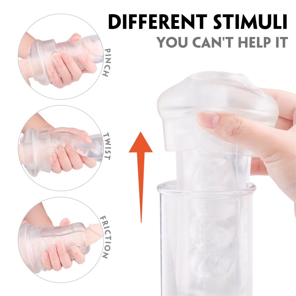 9 Patterns 3*4 Suctions Transparent Male Masturbator Realistic Stimulation