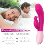 5 Modes 5 Speeds Rabbit Dildo Vibrator With Bunny Ears for Clit Stimulate