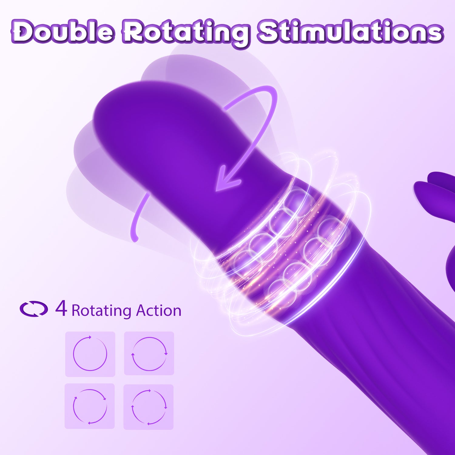 10 Patterns G-Spot Rabbit Vibrator with 4 Rotating Modes Metal Beads