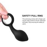Silicone Tapered Butt Plug with Safe Pull Ring Curved Shaft Anal Play