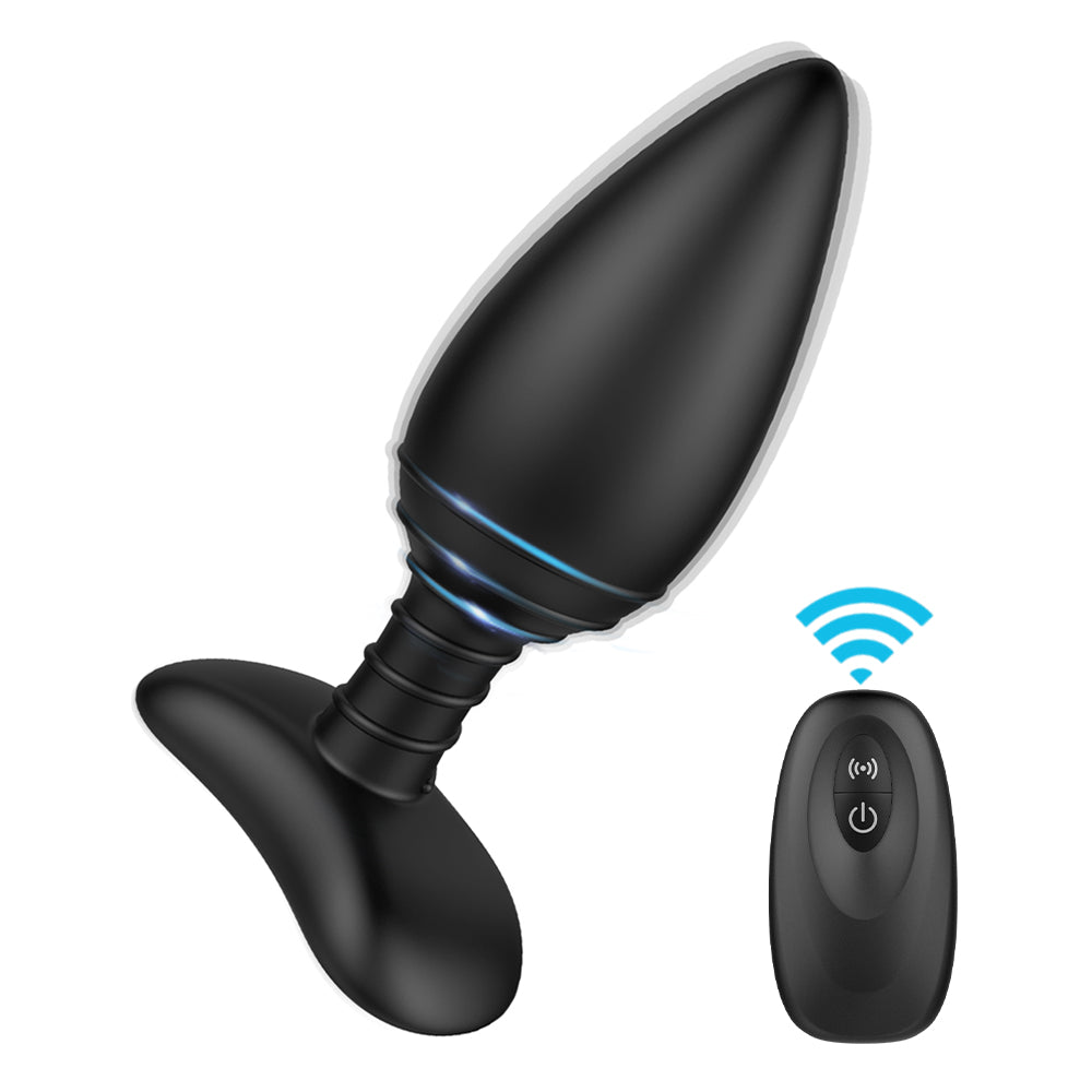 6 Modes Vibrating Anal Butt Plug with Spiral Pattern Flexible Neck