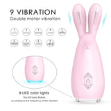 Rabbit Shape Silicone Vibrator Nipple G Spot Stimulator with 9 Patterns