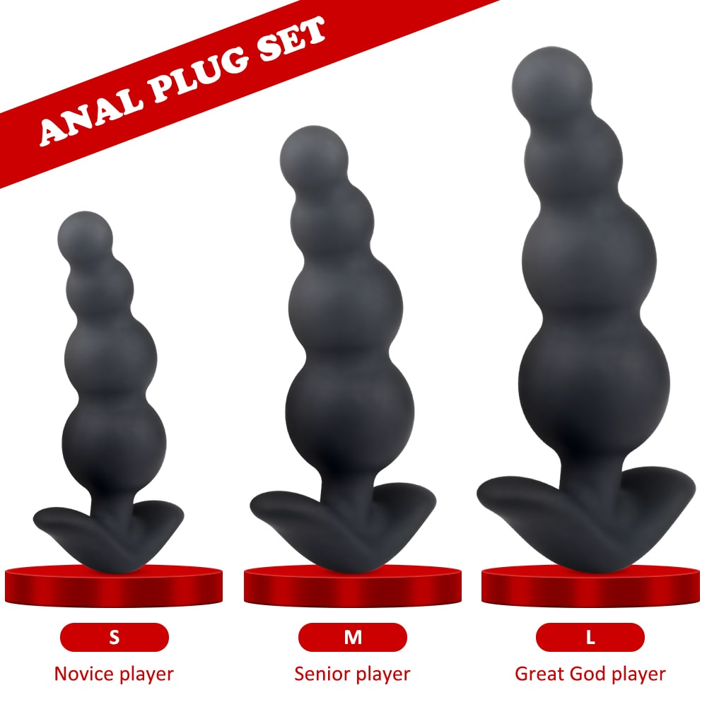3 Sizes Anal Beads Trainer Set with Flared Base Prostate Sex Toys