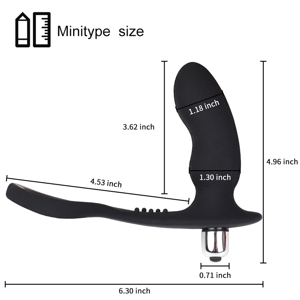 Anal Plug Bullet Vibrator Prostate Massager With Elastic Penis Ring