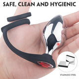 3Pcs Detachable Base Jewel Stainless Steel Anal Plug Kit with Cock Ring