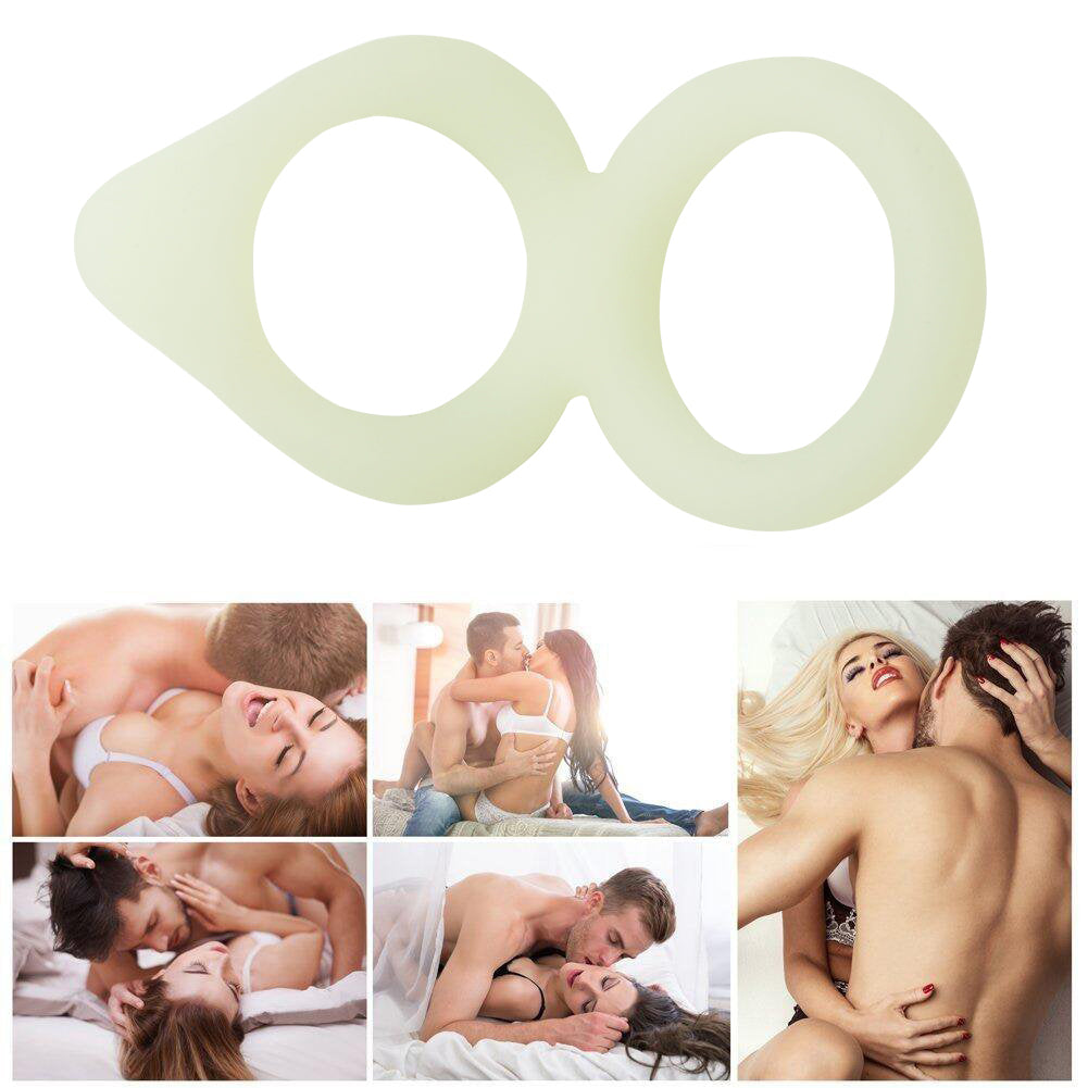 Silicone Dual Penis Ring Noctilucent Cock Ring for Erection Enhancing