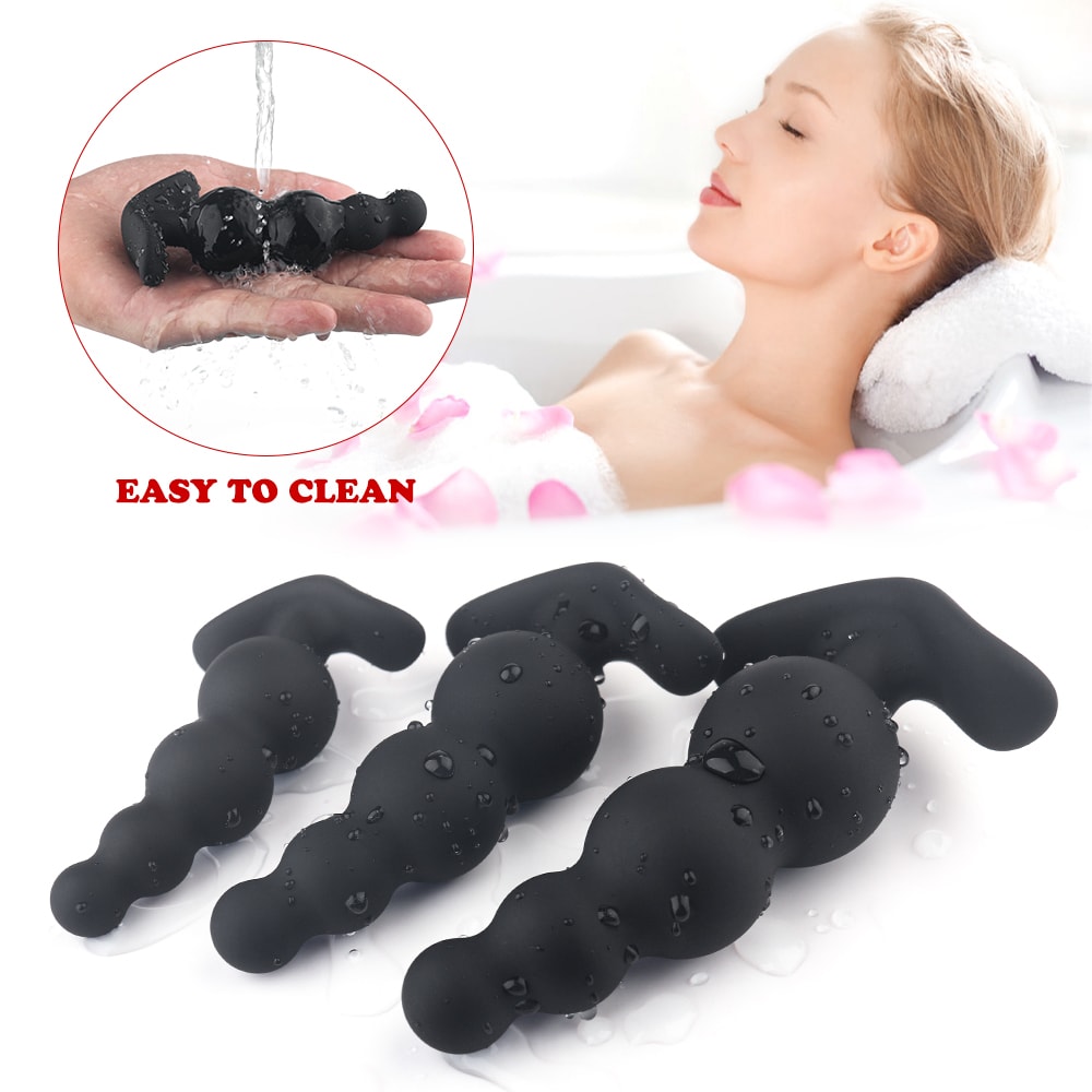 3 Sizes Anal Beads Trainer Set with Flared Base Prostate Sex Toys