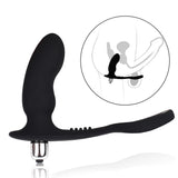 Anal Plug Bullet Vibrator Prostate Massager With Elastic Penis Ring