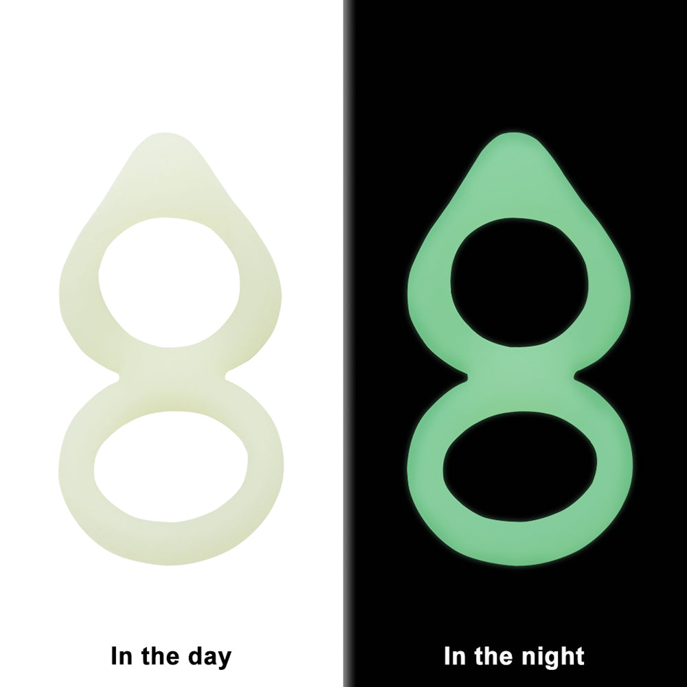 Silicone Dual Penis Ring Noctilucent Cock Ring for Erection Enhancing