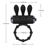 Penis Ring Vibrator With Rabbit Ears Mini Bullet Clitoris Stimulator