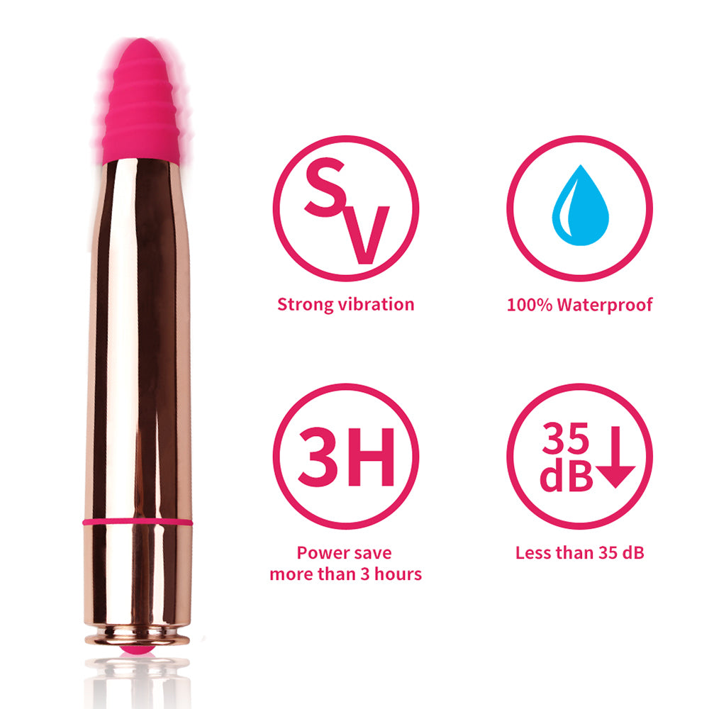 Bullet Vibrator 16 Vibrations with Spiral pattern Tip for Stimulation