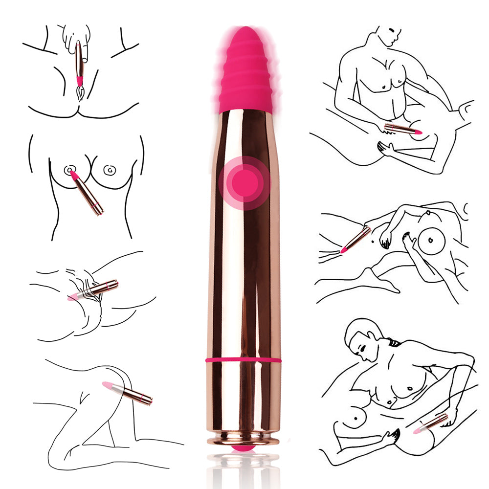 Bullet Vibrator 16 Vibrations with Spiral pattern Tip for Stimulation