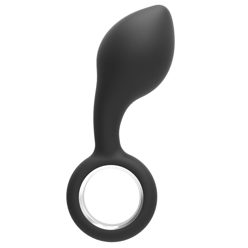 Silicone Tapered Butt Plug with Safe Pull Ring Curved Shaft Anal Play