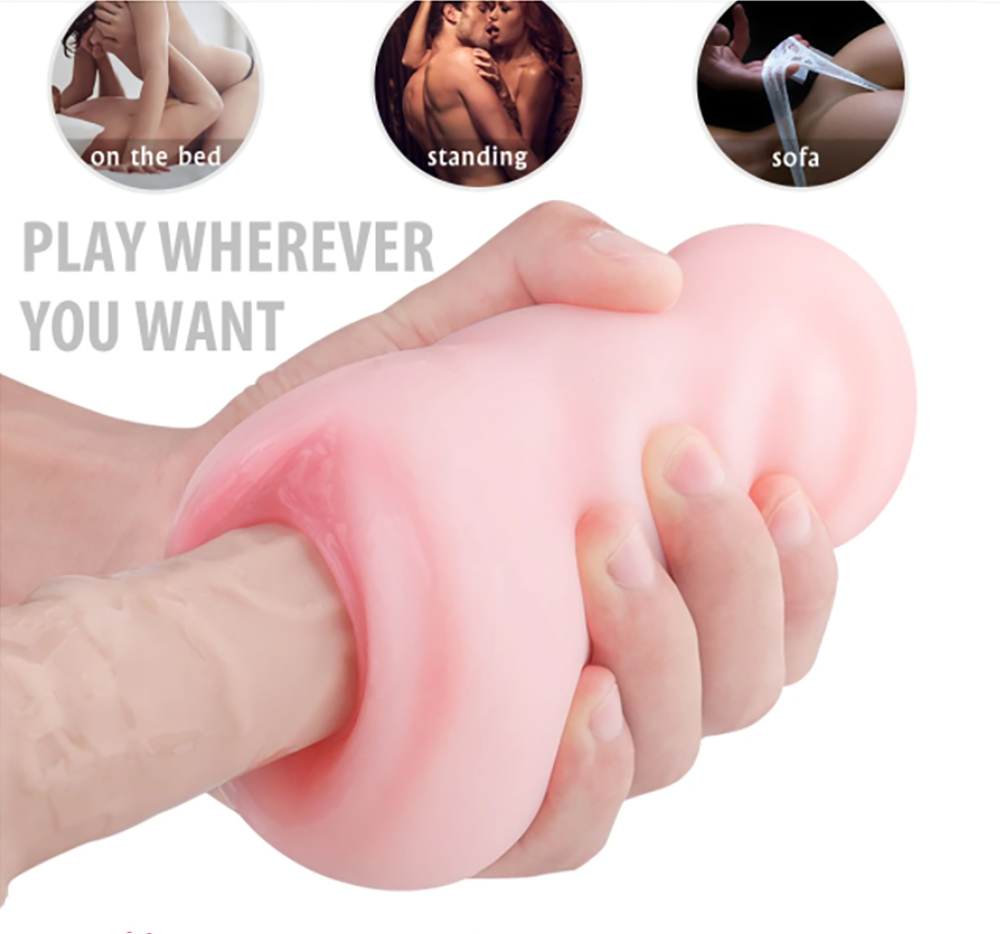 Realistic Texture 3D Vagina Men Masturbation Handheld Sucking Stroker