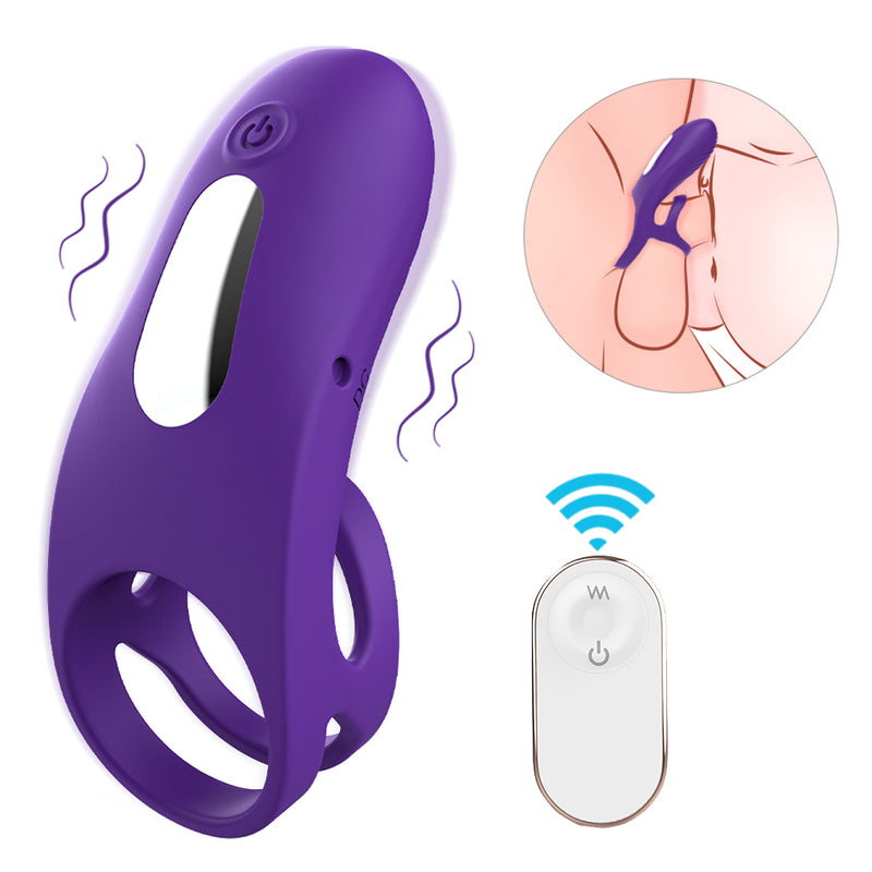 Remote Control Dual Ring Silicone Vibrating Penis Ring With 9 Modes