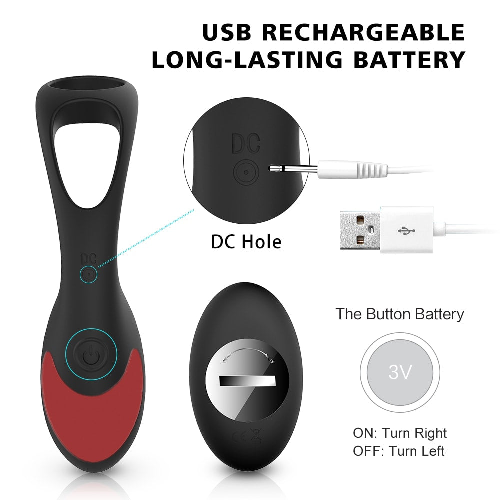 Prostate Massager Vibrator With Penis Ring and Ball Loop 9 Vibrations
