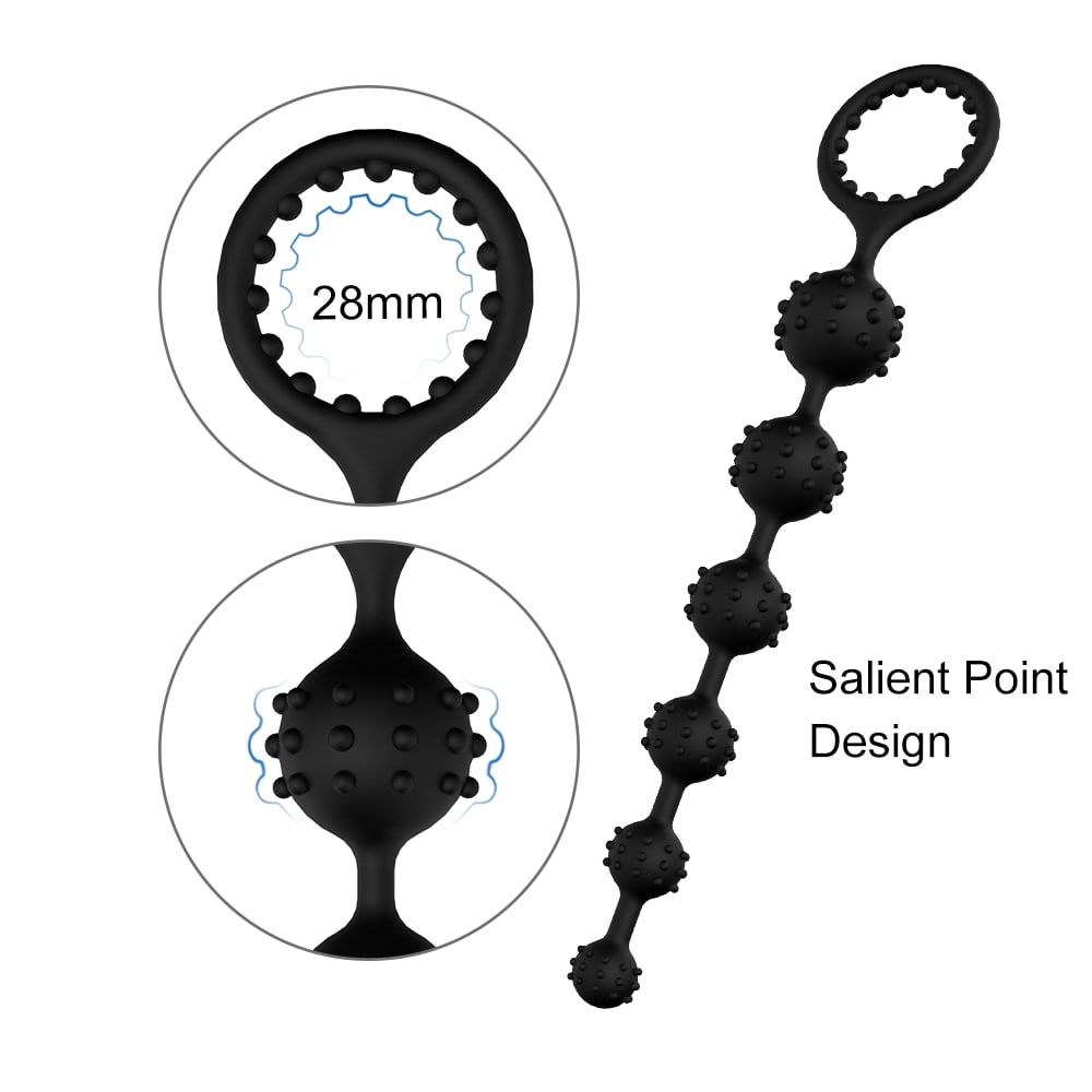 Salient Point Stimulus Flexible 6 Beads Anal Plug Play with Pull Ring