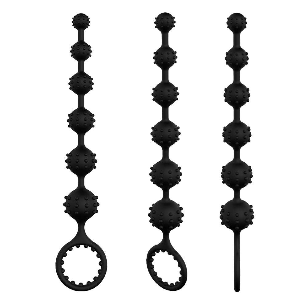 Salient Point Stimulus Flexible 6 Beads Anal Plug Play with Pull Ring
