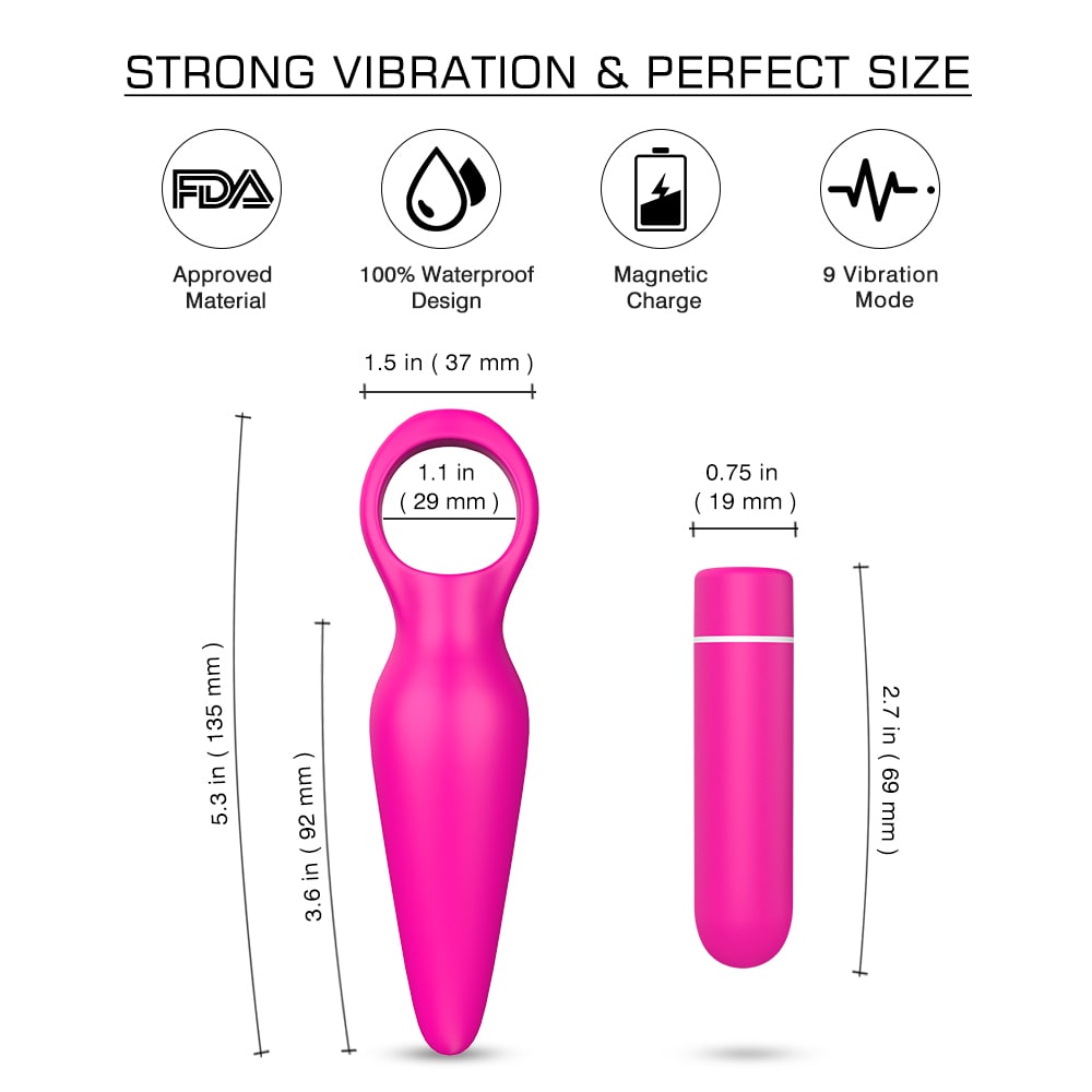 2 In 1 Detachable Bullet Vibrator 9 Modes Rechargeable With Pull Ring