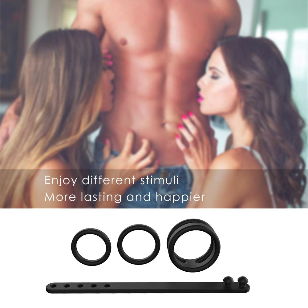 Adjustable Silicone 4 Sizes Penis Ring Set Multi-Combination Play