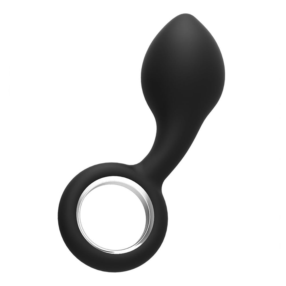 Silicone Tapered Butt Plug with Safe Pull Ring Curved Shaft Anal Play