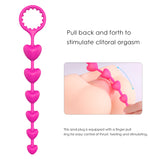 Unisex Anal Heart Shape Beads with Cock Ring Stimulus Prostate Clit