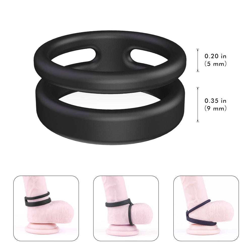 Silicone Dual Penis Ring Premium Stretchy Erection Enhancing Sex Toy