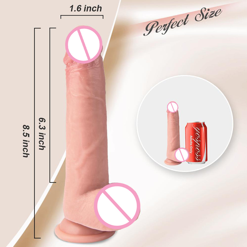 8.5 Inch Silicone Ultra Realistic G-Spot Dildo With Moving Foreskin