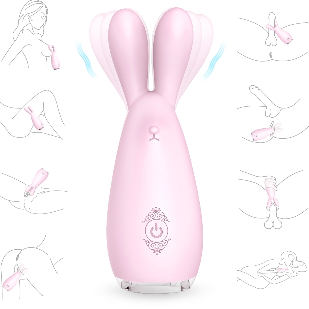 Rabbit Shape Silicone Vibrator Nipple G Spot Stimulator with 9 Patterns