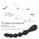 Gradual Bendable Anal Beads Vibrator Prostate G Spot Stimulator 9-Mode