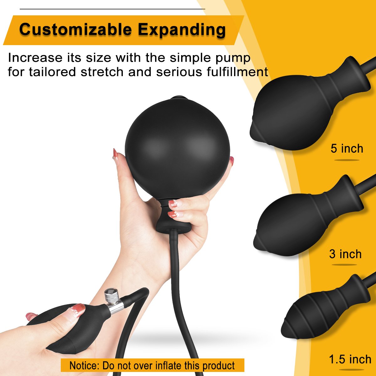 Inflatable Butt Plug Anal Balloon Pump with Quick Release Valve Stretch