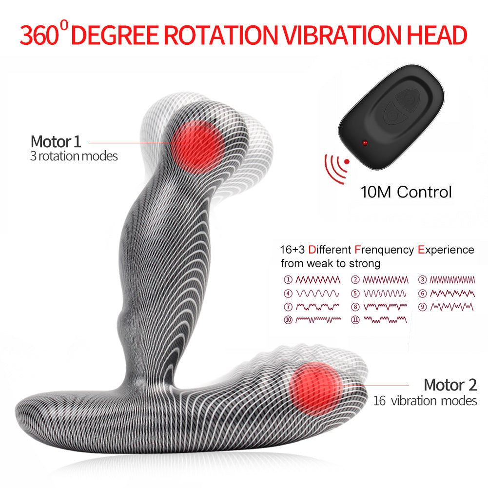 Heating Prostate Massager Carbon Fiber Pattern 3 Rotation 16 Vibration