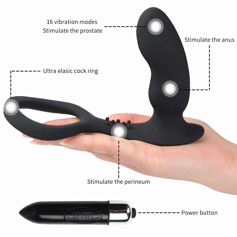 Anal Plug Bullet Vibrator Prostate Massager With Elastic Penis Ring